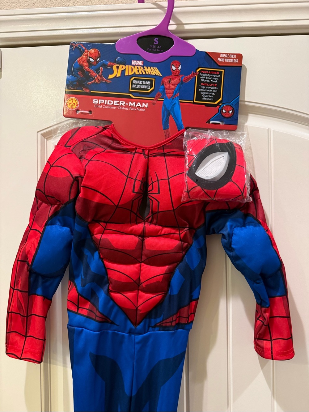 Marvel Spider-Man Red and Blue Muscle Chest Kids Costume with Mask Eyes